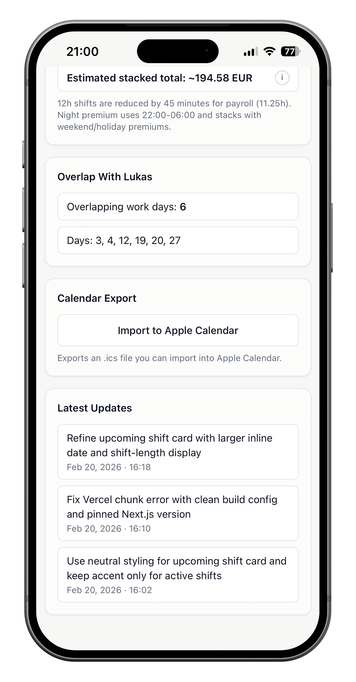 Shiftboard mobile screen 4