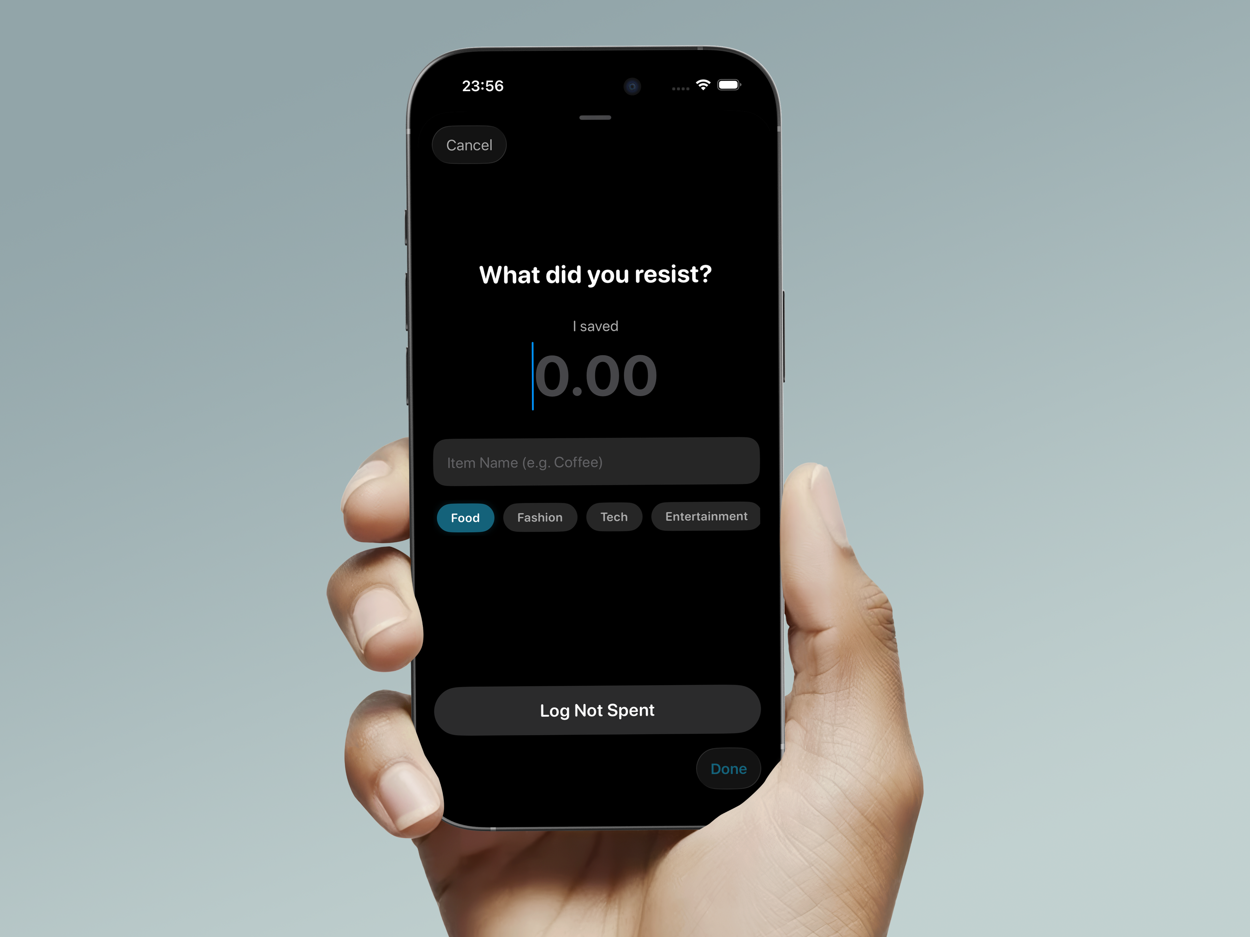 NotSpent app in hand