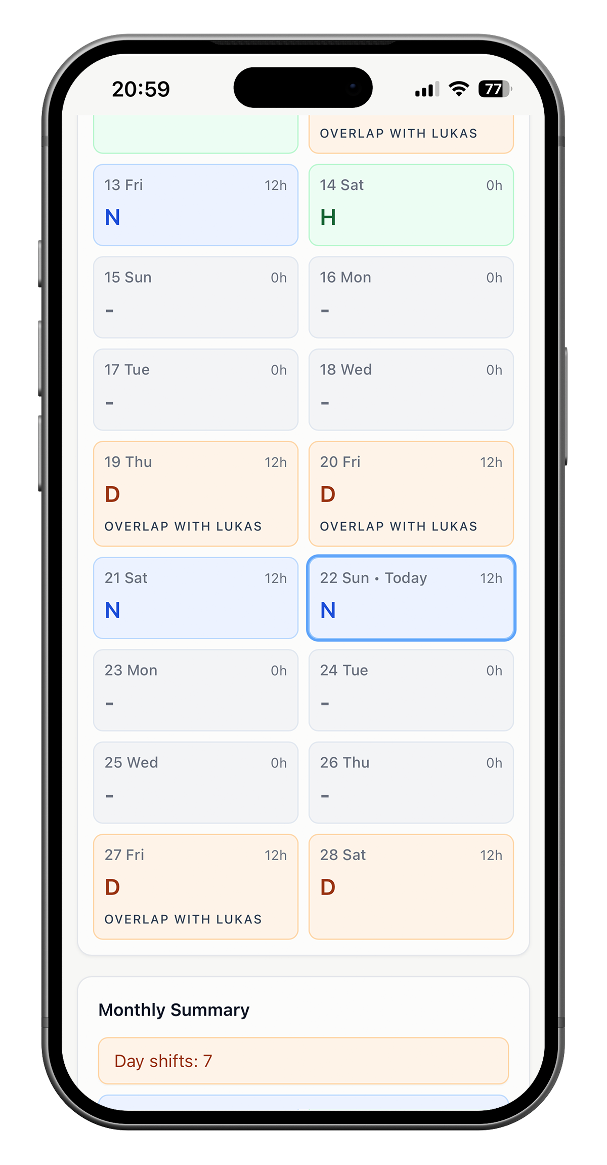 Shiftboard mobile screen 2